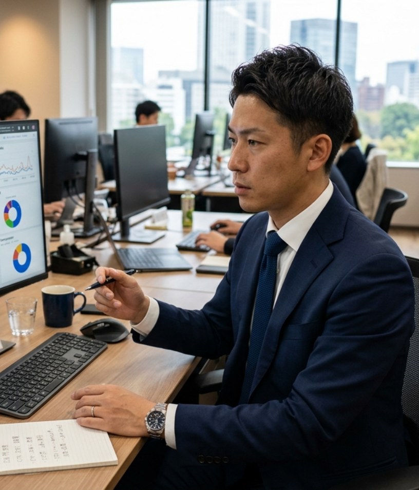 広告データを分析するスタッフ